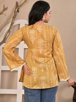 HOUSE OF JAMOTI - Yellow Floral Cotton Kurti