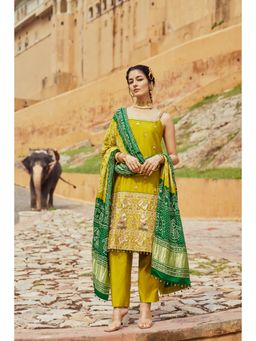 PINK CITY BY SARIKA - Women's Strappy Dandiya Raas Kurta with Pant and Dupatta (Set of 3)