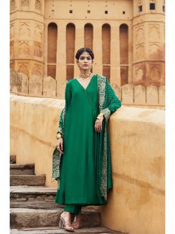 PINK CITY BY SARIKA - Women's Hasti Angrakha Kurta with Pant and Dupatta (Set of 3)