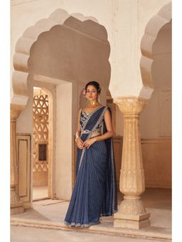 PINK CITY BY SARIKA - Women's Neelkamal Saree with Stitched Blouse and Belt