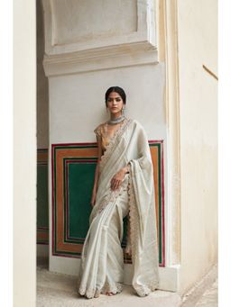 PINK CITY BY SARIKA - Women's Chandi Jodha Saree with Stitched Blouse