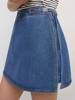 Pomelo - High Waist Denim Skort - Blue