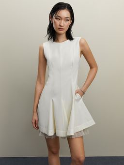 Pomelo - Flared Layer Dress - Cream