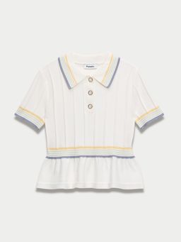 Pomelo - Polo Peplum Top - White