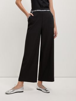 Pomelo - Tweed Trim Pants - Black