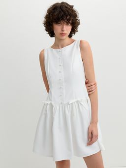 Pomelo - Balloon Skirt Dress - White