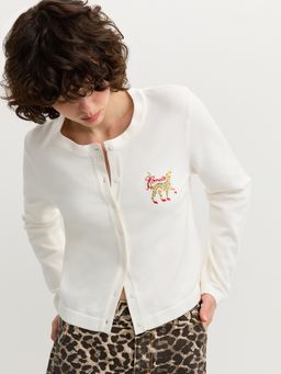 Pomelo - Embroidered Cardigan - Ivory