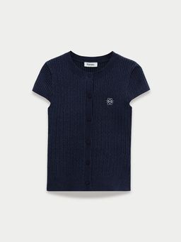 Pomelo - Button-Up Knit Top - Navy