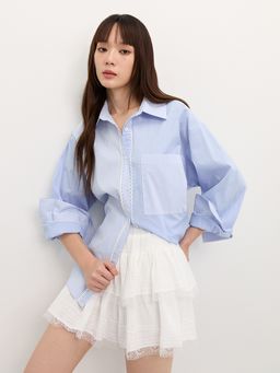 Pomelo - Asymmetric Button-Up Shirt - Blue