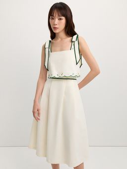 Pomelo - Flower Embroidery Dress - Ivory
