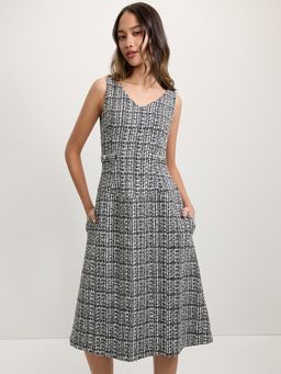 Pomelo - Tweed Side Pocket Dress - Black