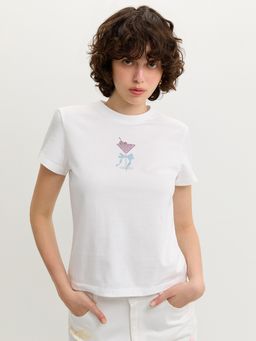 Pomelo - Rhinestone Tee - White