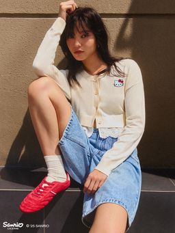 Pomelo - . Hello Kitty Lace Trim Cardigan - Off-White