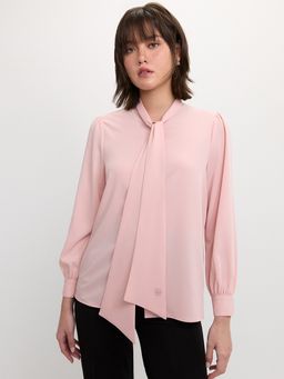 Pomelo - Tie Neck Blouse Top- Light Pink