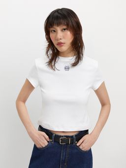Pomelo - Embroidered Logo Tee - White