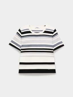 Pomelo - Striped Knit Tee - Black