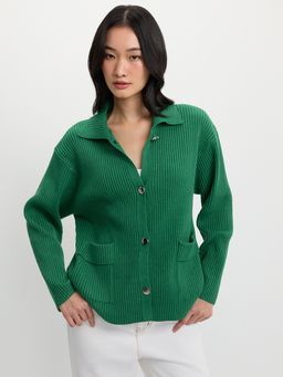 Pomelo - Ribbed Cardigan - Green