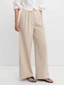 Pomelo - Folded Waistband Pants - Beige