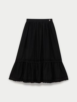 Pomelo - Tiered Lace Skirt - Black