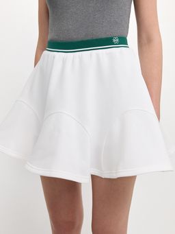 Pomelo - Contrast Trim Flare Skirt - White