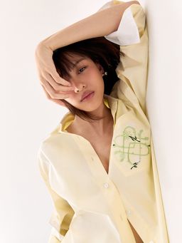 Pomelo - Embroidered Button-Up Shirt - Yellow