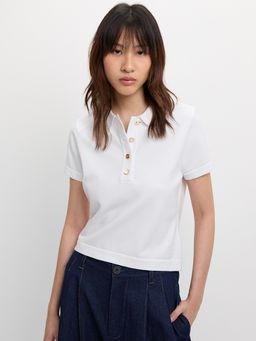 Pomelo - Polo Button-Up Top - White