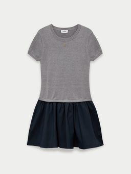 Pomelo - Layered Ruffled Skirt Dress - Navy