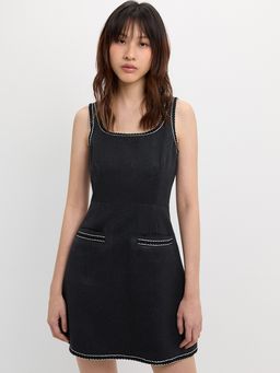 Pomelo - Contrast Trim Dress - White