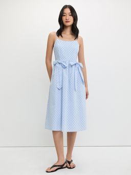 Pomelo - Bow Polka Dot Dress - Baby Blue