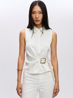 Pomelo - Belted Blouse - Cream