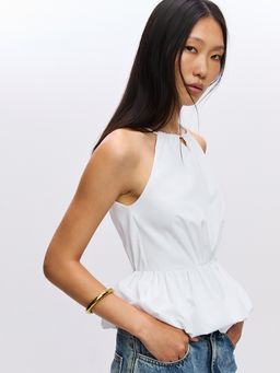 Pomelo - Peplum Halter Top - White