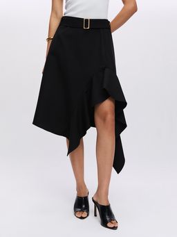 Pomelo - Asymmetrical Ruffle Skirt - Black