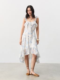 Pomelo - Ruffled Floral Dress - Cream