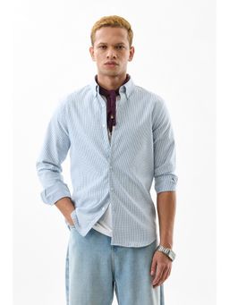 Snitch - Men Polyester Blend Checks Slim Fit Collar Neck Blue Casual Shirt