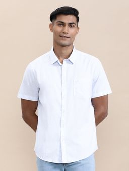 Crocodile - Men Pure Cotton Printed Regular Fit Collar Neck Blue Casual Shirt