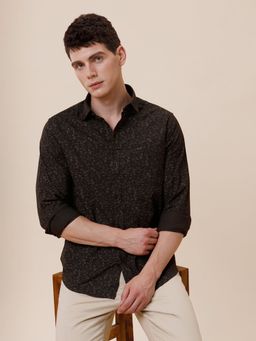 Crocodile - Men Pure Cotton Printed Regular Fit Collar Neck Olive Casual Shirt