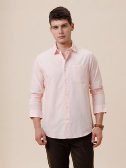 Crocodile - Men Cotton Blend Solid Regular Fit Collar Neck Pink Casual Shirt