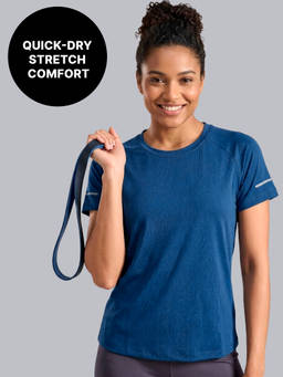 Kica - Quick Dry Tee with Soft Stretch & Reflective Detail for Gym & Running KIC026 Blue