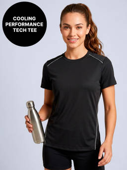 Kica - Quick Dry Performance Tee with Cooling Tech & Reflective Detail KIC027 Black