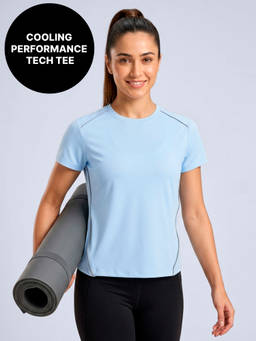 Kica - Quick Dry Performance Tee with Cooling Tech & Reflective Detail KIC027 Light Blue