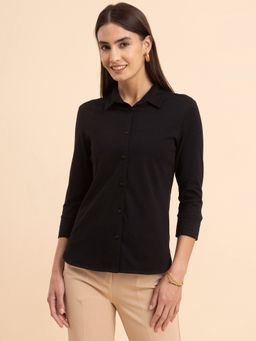 FableStreet - Livin Button Down Knit Shirt - Black