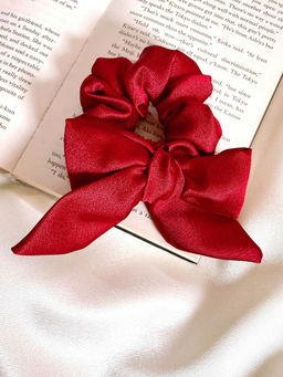 Mueras - Maroon Long Tail Satin Scrunchie