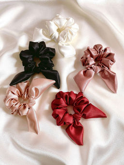 Mueras - Multi-Color Bow Tie Knot Scrunchies Set of 5
