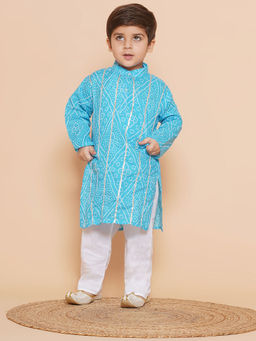 AJ Dezines - Cotton Printed Kurta Pyjama for Boys - Blue (Set of 2)