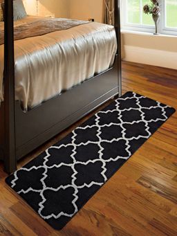 Saral Home - Soft Microfiber Anti-Slip Bedside-Kitchen Runner-Black-50X180 Cm