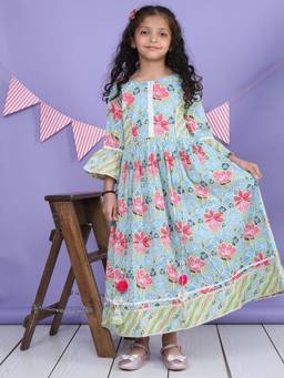 Lil Pitaara - Blue Girls Pure Cotton Dress