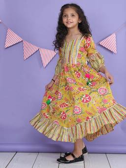 Lil Pitaara - Yellow Girls Pure Cotton Dress