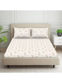 Welspun - Off White Polycotton Double Bedsheet with 2 Pillow Cover