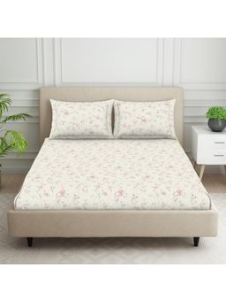 Welspun - Off White 120 Tc Polycotton Double Bedsheet with 2 Pillow Cover