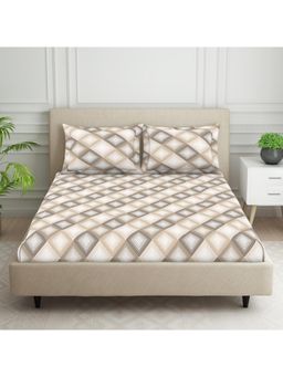 Welspun - Multi-Color Geometric 120 Tc Polycotton Double Bedsheet with 2 Pillow Cover